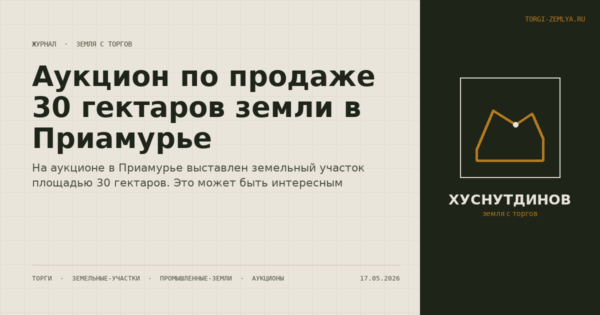 Аукцион по продаже 30 гектаров земли в Приамурье