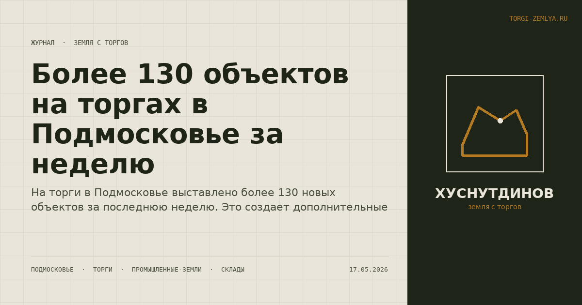 Более 130 объектов на торгах в Подмосковье за неделю