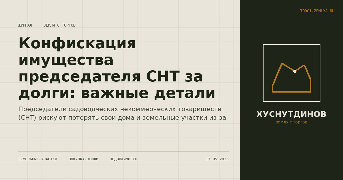 Конфискация имущества председателя СНТ за долги: важные детали