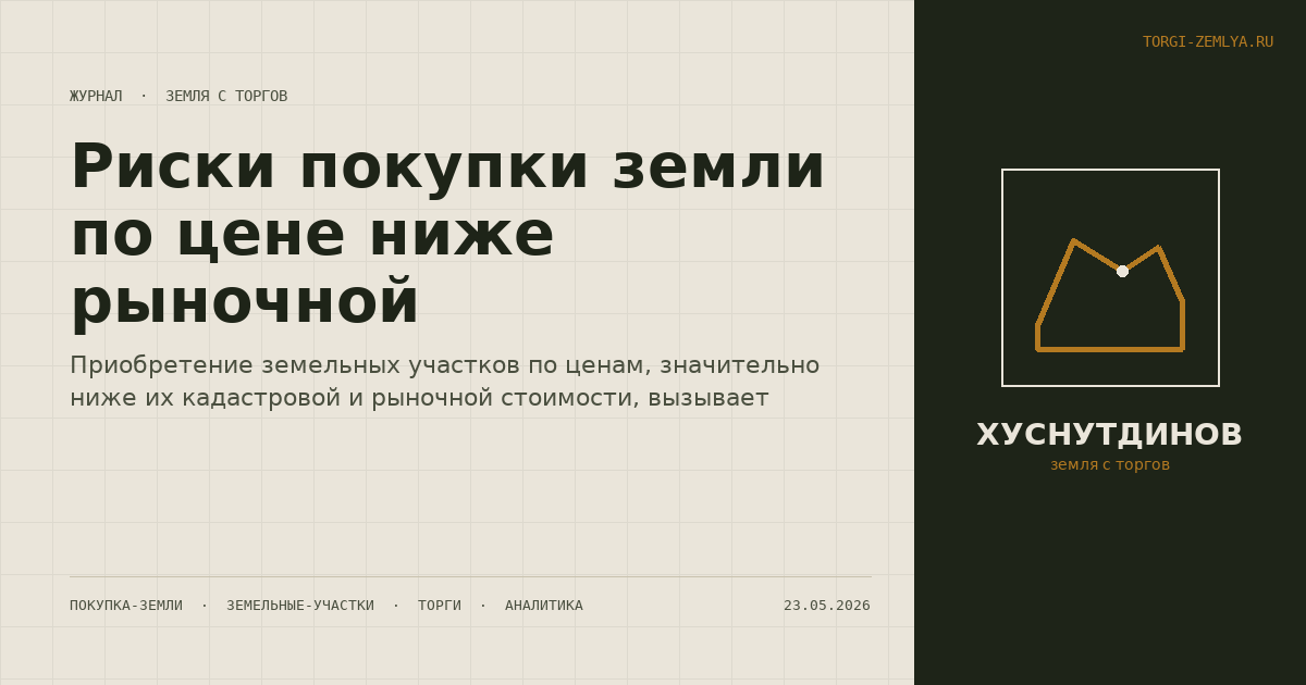 Риски покупки земли по цене ниже рыночной