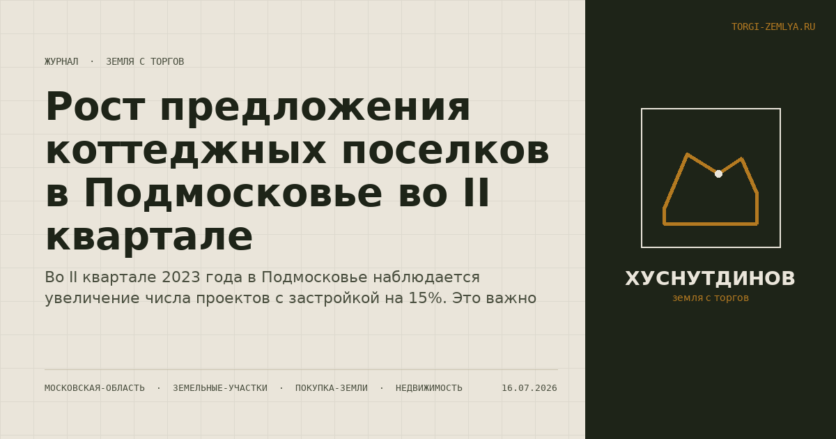 Рост предложения коттеджных поселков в Подмосковье во II квартале
