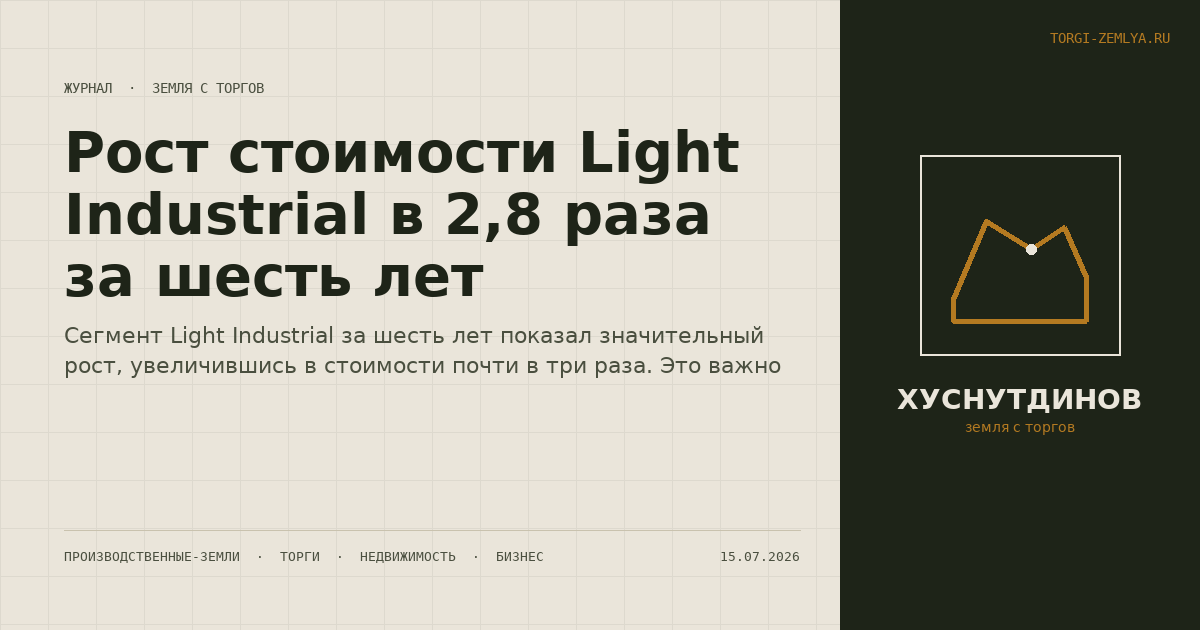 Рост стоимости Light Industrial в 2,8 раза за шесть лет