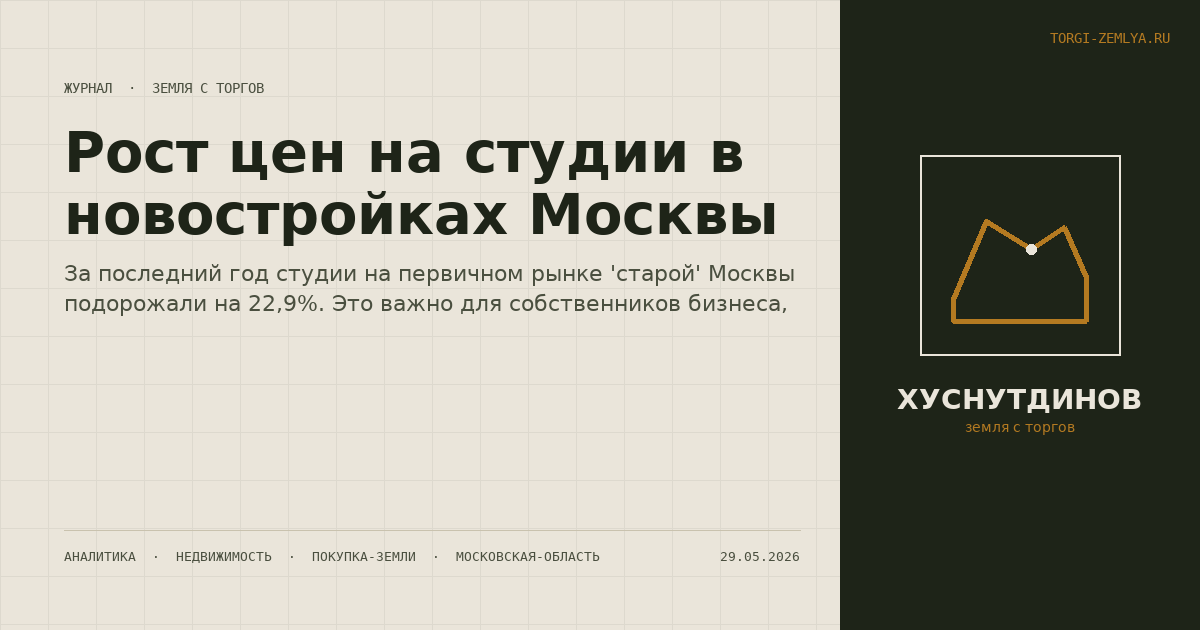 Рост цен на студии в новостройках Москвы