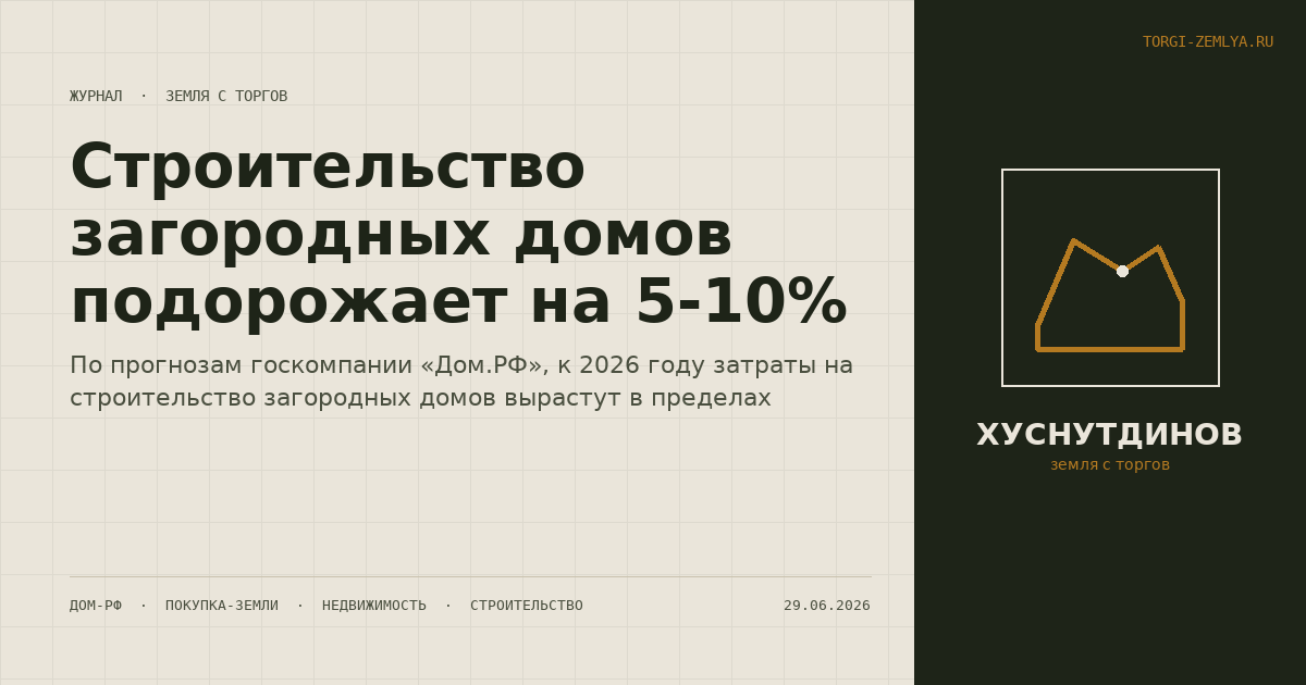 Строительство загородных домов подорожает на 5-10%