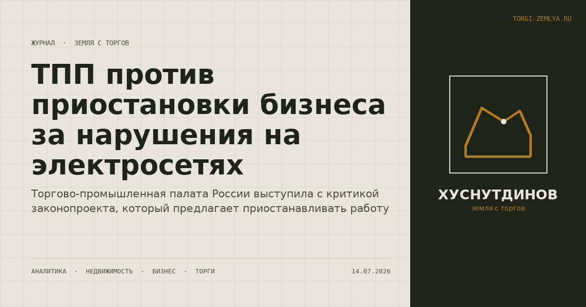 ТПП против приостановки бизнеса за нарушения на электросетях