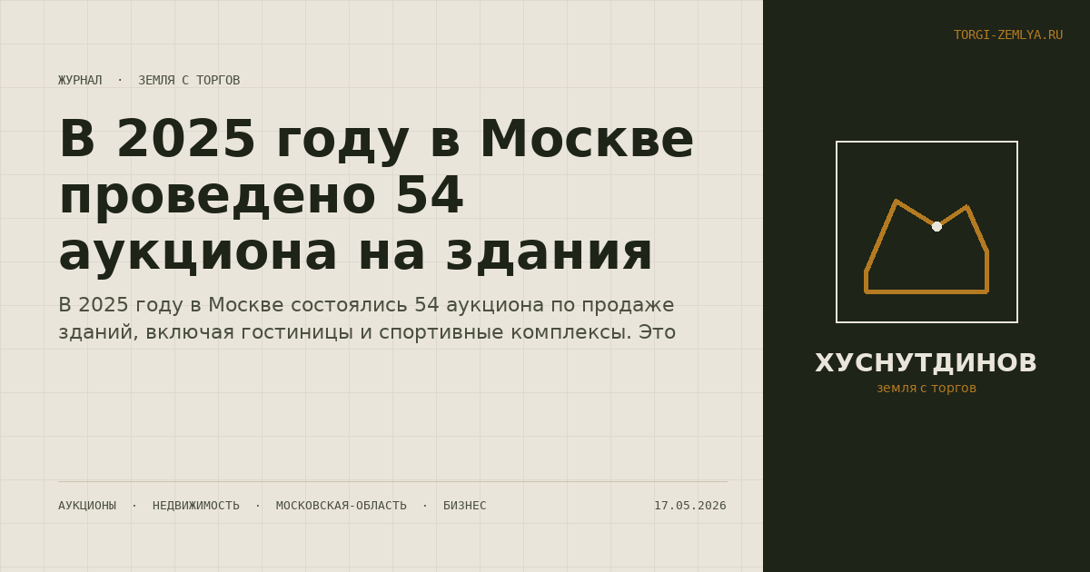 В 2025 году в Москве проведено 54 аукциона на здания
