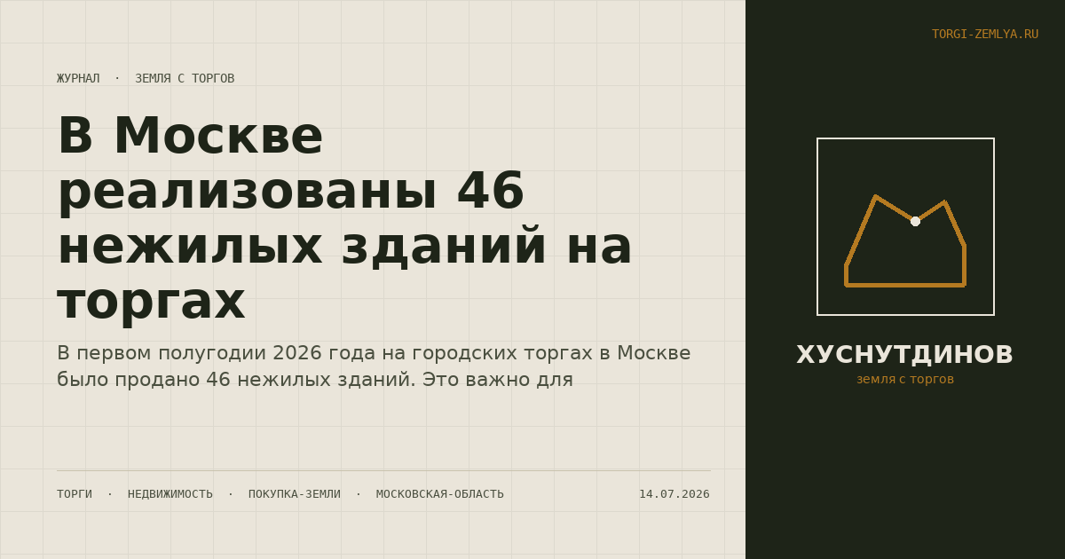 В Москве реализованы 46 нежилых зданий на торгах