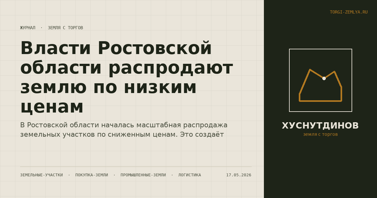 Власти Ростовской области распродают землю по низким ценам